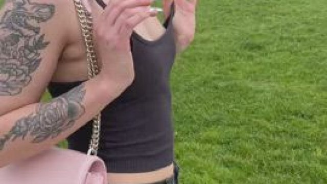 Taking my tits out for a walk [gif]