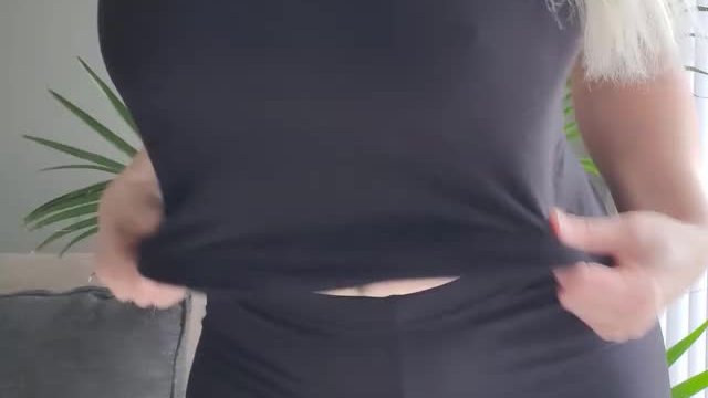 Wearing a tank top for easy access to my DDDs 