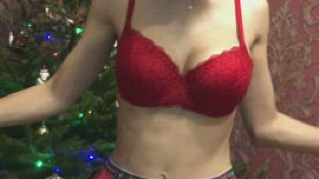 I have nicely packed my pussy in Christmas style panties