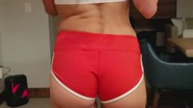 Fit MILF in booty shorts