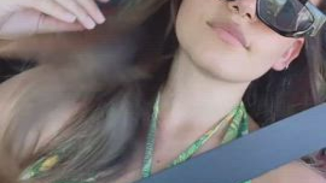 I love flashing my nipples in the car