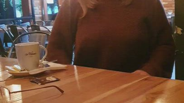 Quick coffee, quick boobs,... but there were quite a few people there today... h