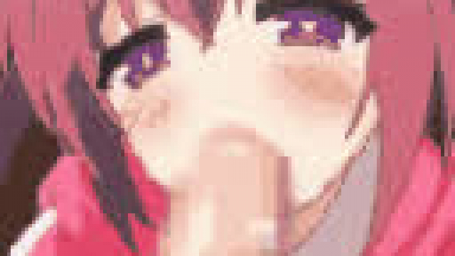 LF Mono source: 1girl, red hair, purple eyes, blowjob