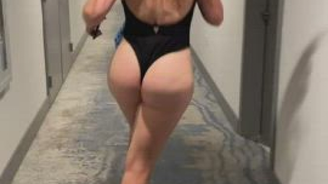 Hope you don’t mind a curvy girl showing off in a hallway near you