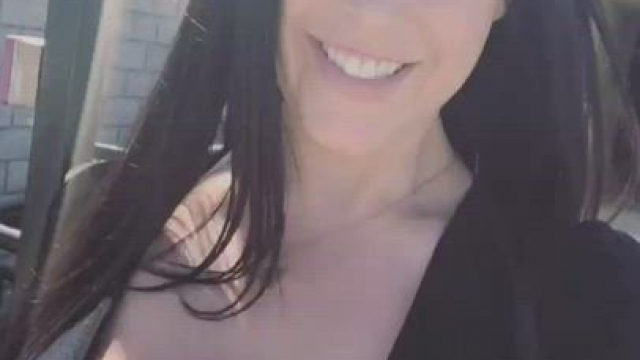 Walking in black dress