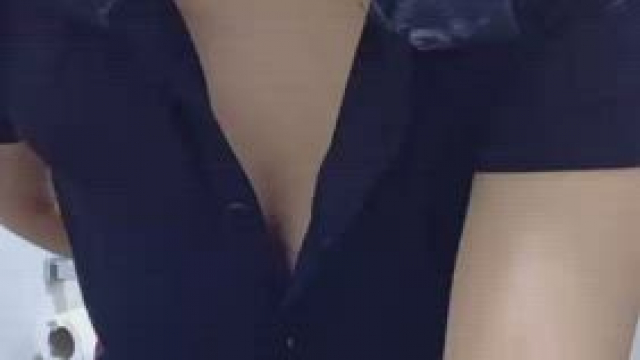 Stripping at the office's bathroom (f)