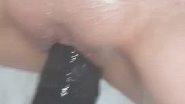 Making my boyfriend put on a big black cock sleeve so I know what it feels love to be fucke