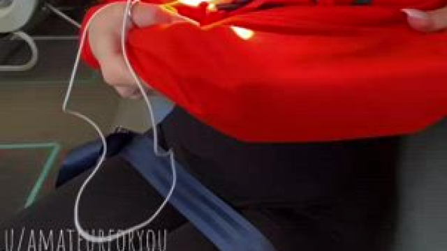 Titty drop in an airplane, this was risky:)) [GIF]