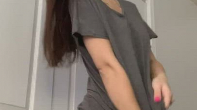 Petite Brunette Showing Her Tits And Ass