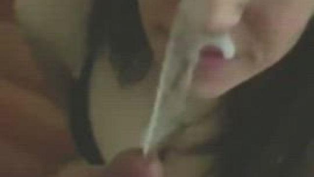 Pretty face girl gets creamed with thick load