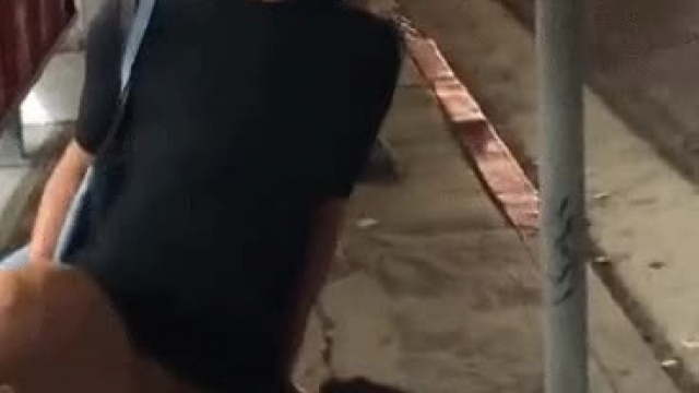 AC pissing in public while her friend gets a taste