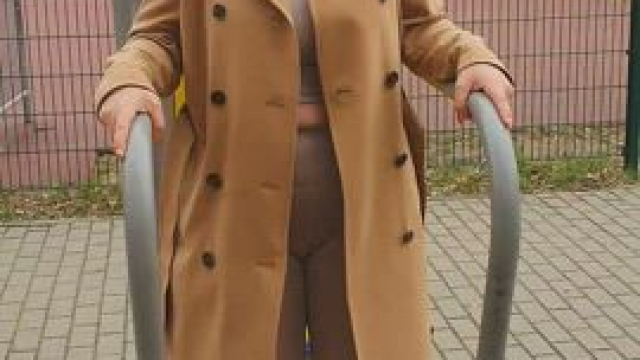 One buddy noticed me and my huge boobs at this outdoor gym and followed me around f