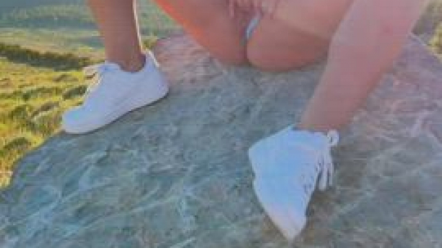 Celebrating making it to the top of the hike! [gif]