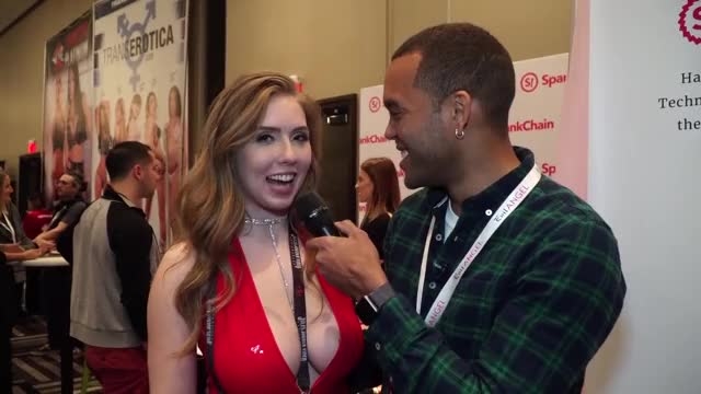 This Lucky Dude get to Interview Lena Paul in an AVN porn Co. 