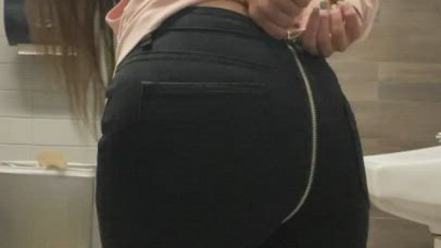 Do you like my jeans? (in the public restroom) [GIF]