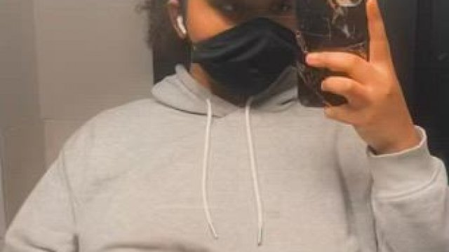 A little hangtime in the gym bathroom