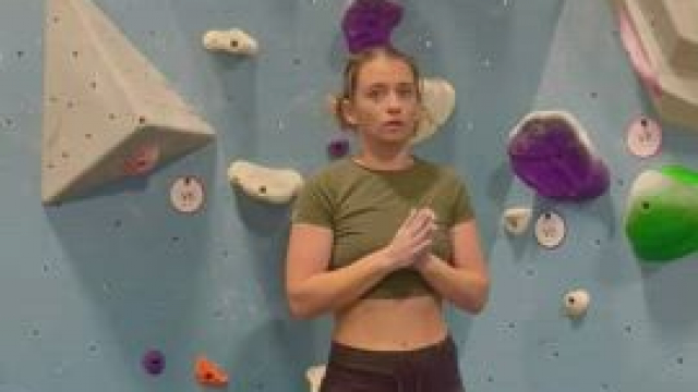 Showing off in a busy climbing gym