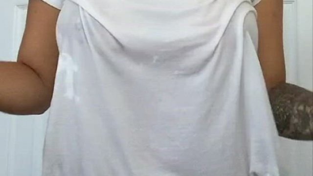 Just my brown Cougar tits in a wet white top.