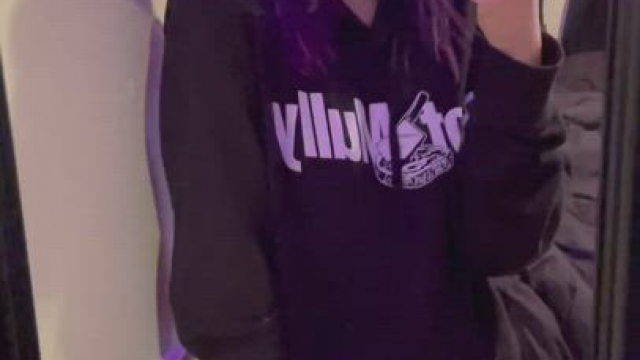 Casual goth to naked goth slut