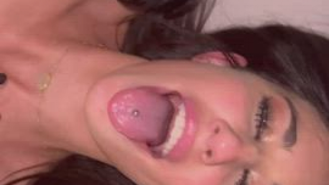 Perfectly shot in my mouth and his girlfriend licks it up