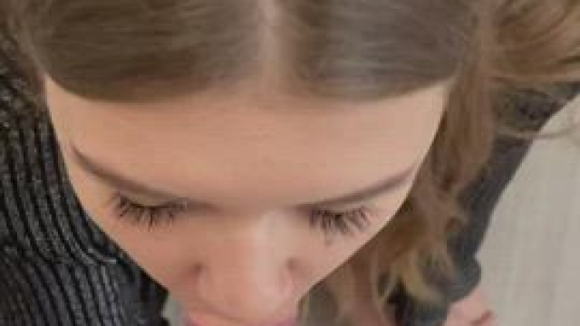 Sucking out my dessert through the very tip