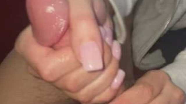 Cum Fountain on Girlfriend's New Gel Nails