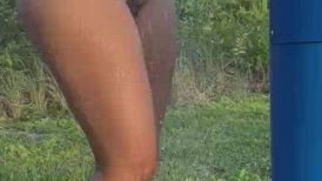 Showering at the public beach