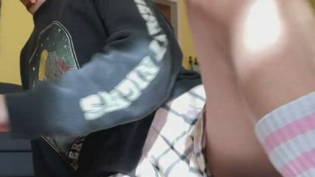 Look at that little hole peaking out from under that school whore skirt! Meow! [F