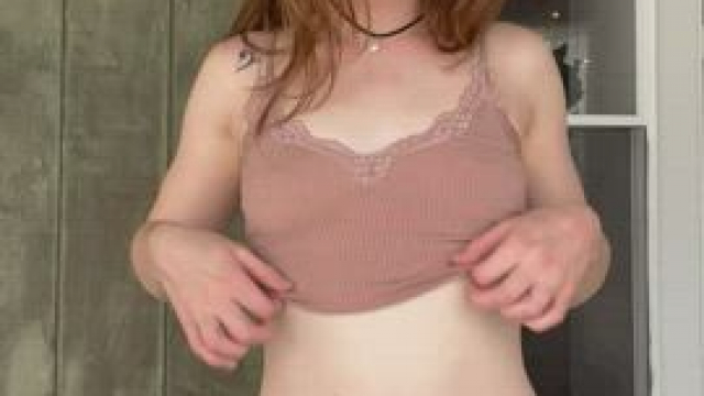 Tits out, panties off, happy girl ??