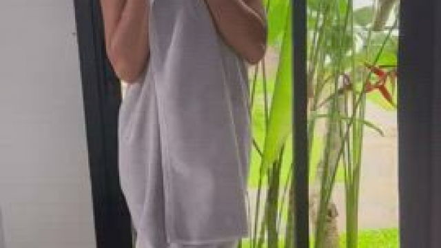 I'm just out of the shower, do you like what's underneath?