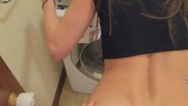 This is how he contributes towards doing the laundry...