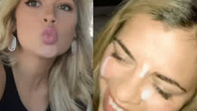 Blonde cumslut facial