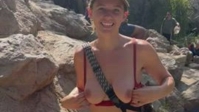 A lady was in front of me too but I didn’t mind if she saw my natural tits