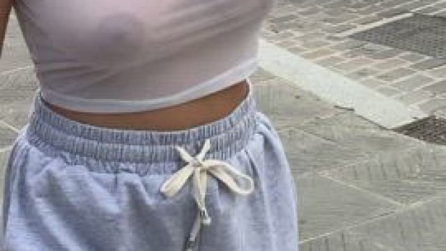 Flashing my boobs with this sheer top!