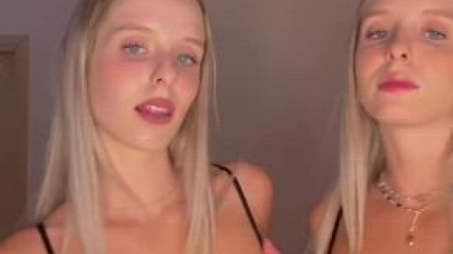 Blond twins getting ready to play