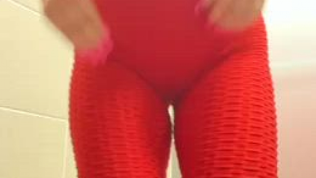 Do we like the yoga pants better on or pulled down?