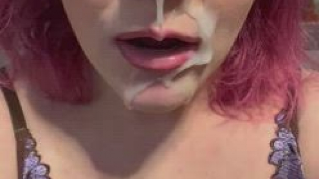 I can’t help but play around with cum on my face