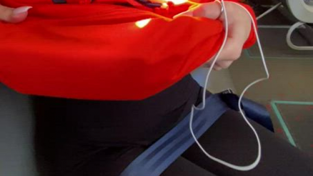 Boobs drop in a airplane, this was risky [gif]