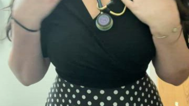 Nothing under my work dress. Makes it easier to drop these tits for you