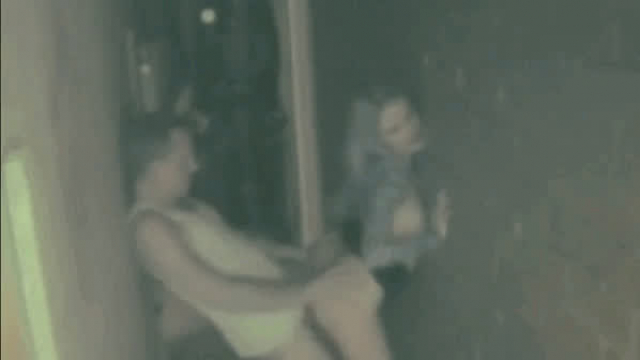 Party babe bends over for hardcore fuck at night in the alley