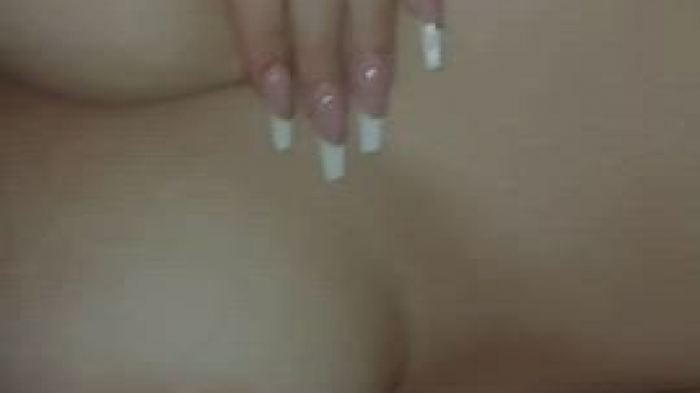 Gotta clean him up a bit after he's done jerking off on my tits