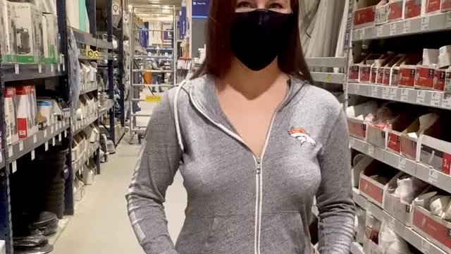 Airing out my areolas in the hardware store 