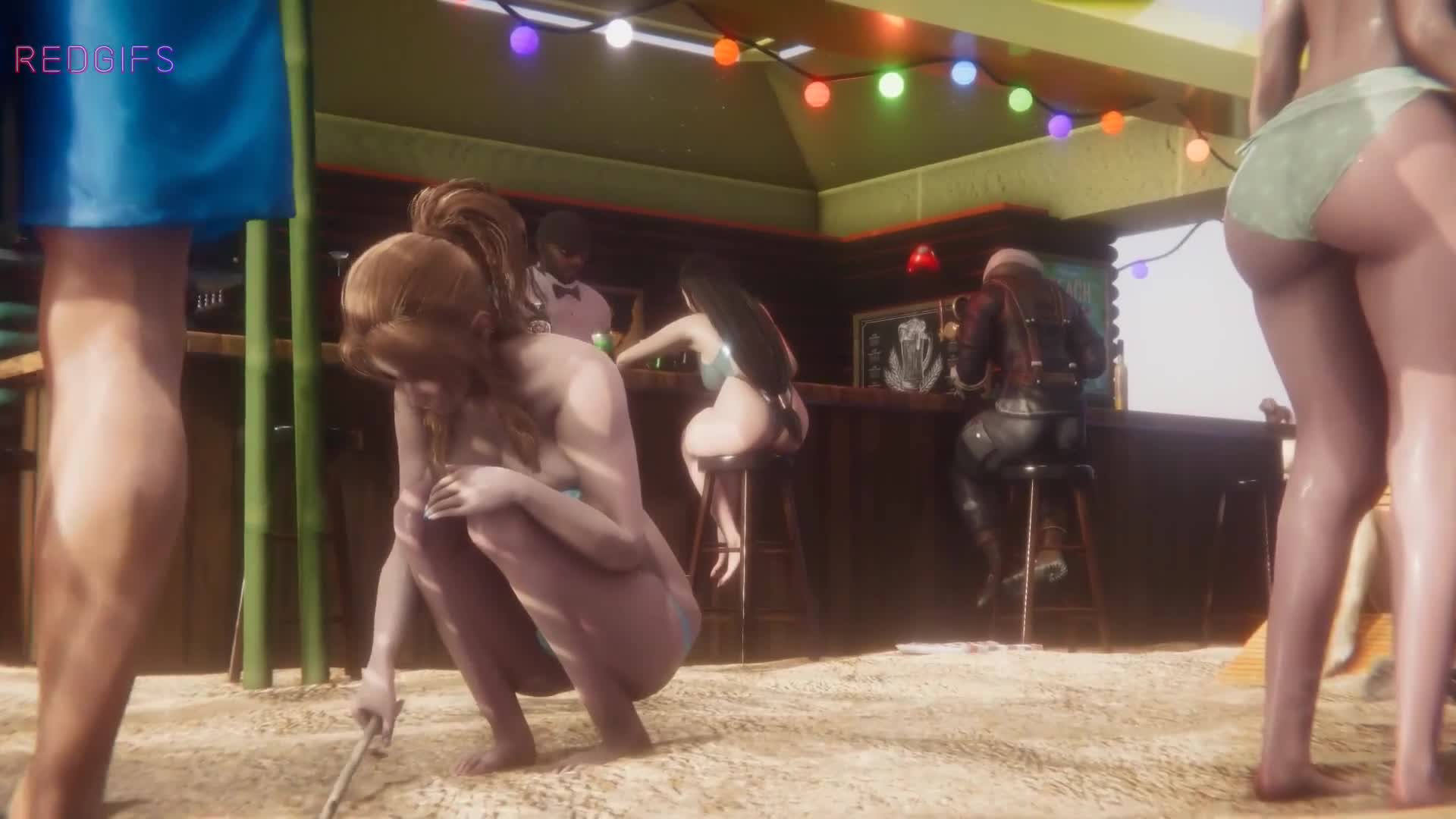 Tifa and Aerith go to the beach without Cloud