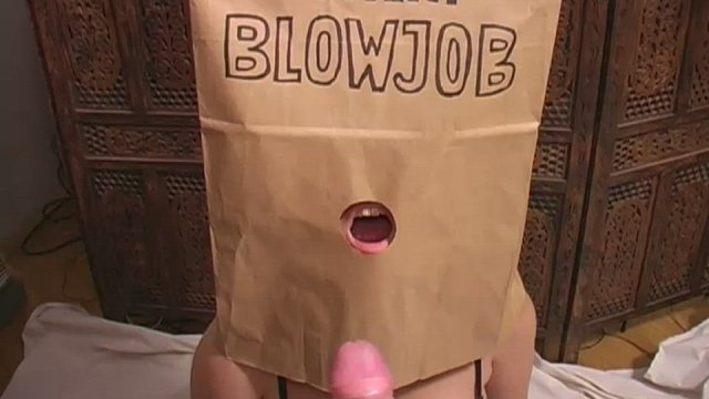 The 1st of my Baghead Videos! Homemade Blowjob & Cum Swallowing