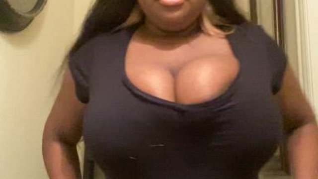 Being naughty and taking my tits out in the bathroom while you wait for me