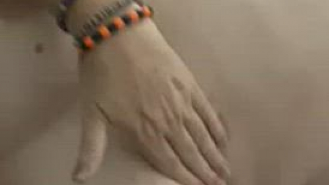 My kitty reclines and smears cum all over her tits