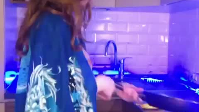 Dad has no idea that I'm doing this in the kitchen