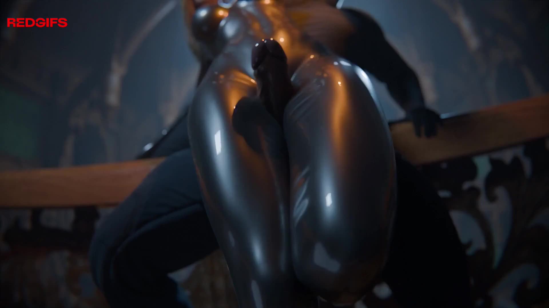 Between Bela's thighs