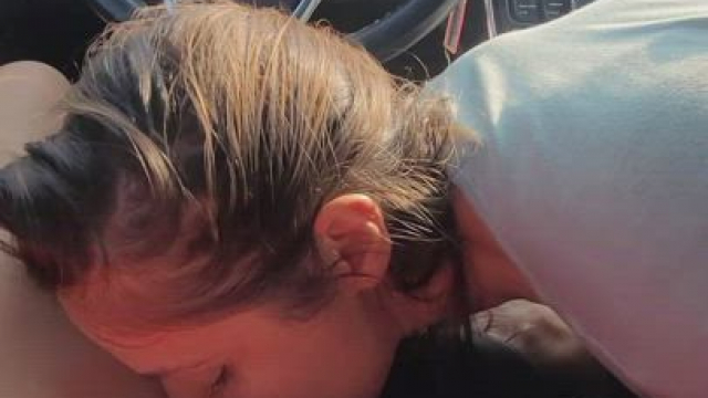 Eating her vagina in the parking lot was fun! [GIF]
