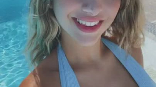 pretty woman by the pool